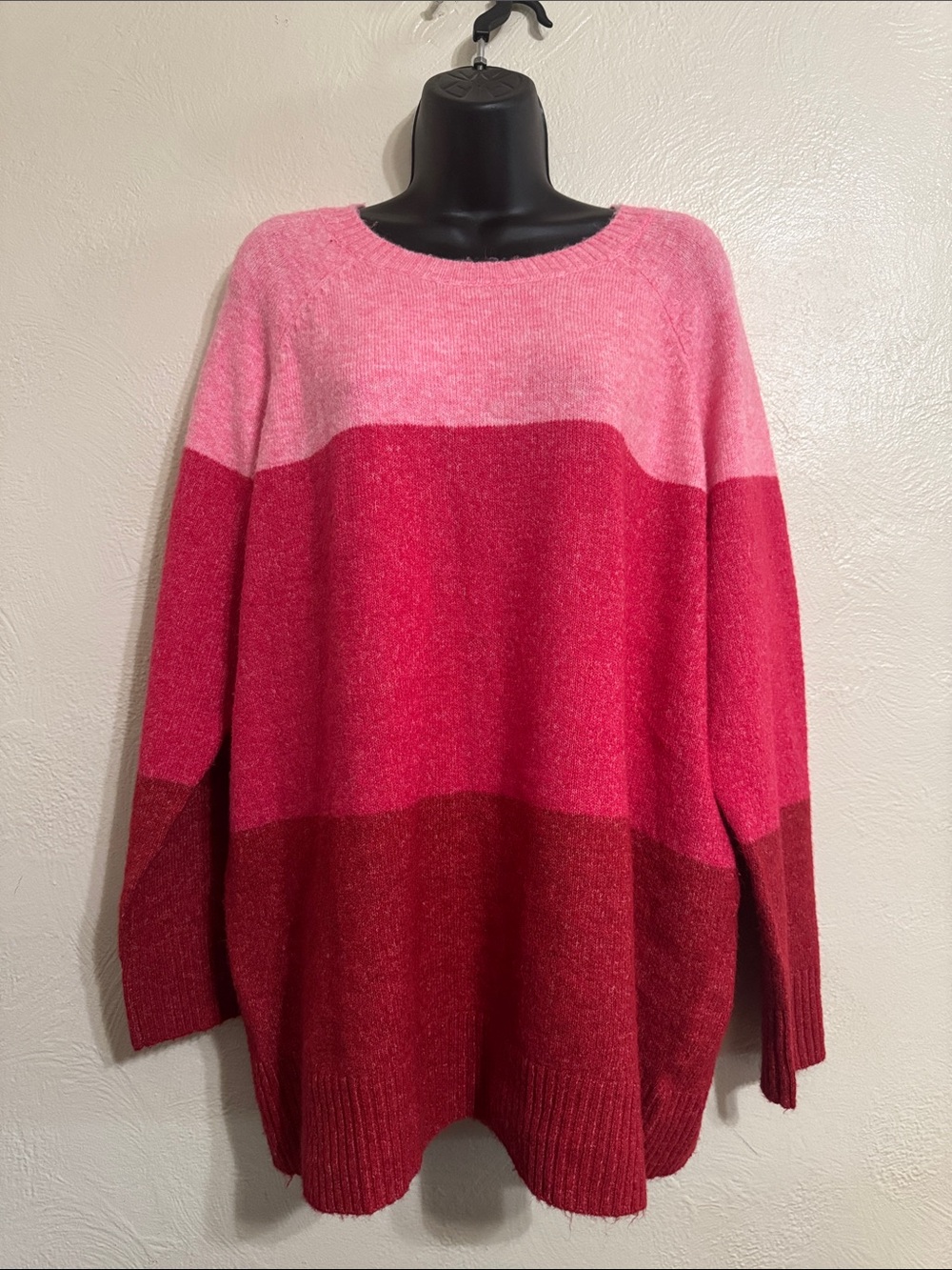 torrid Pink and Red Blocked Crewneck Sweater 0442
